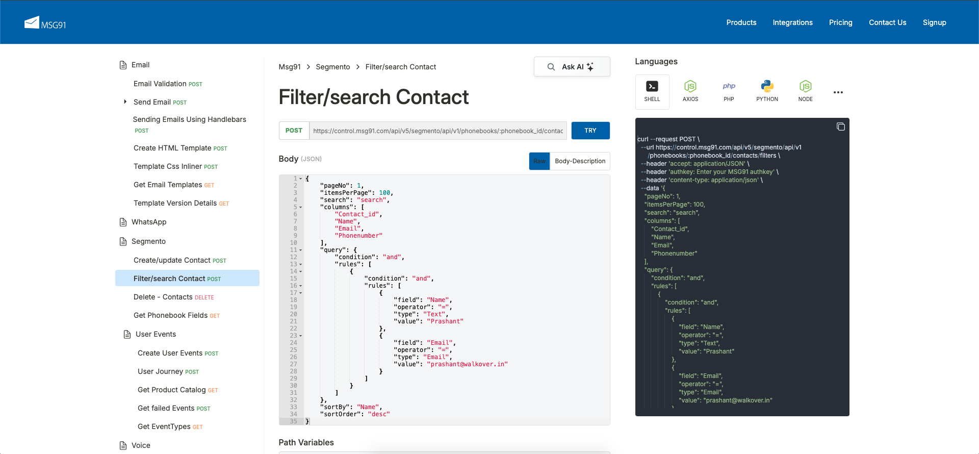 API documentation preview